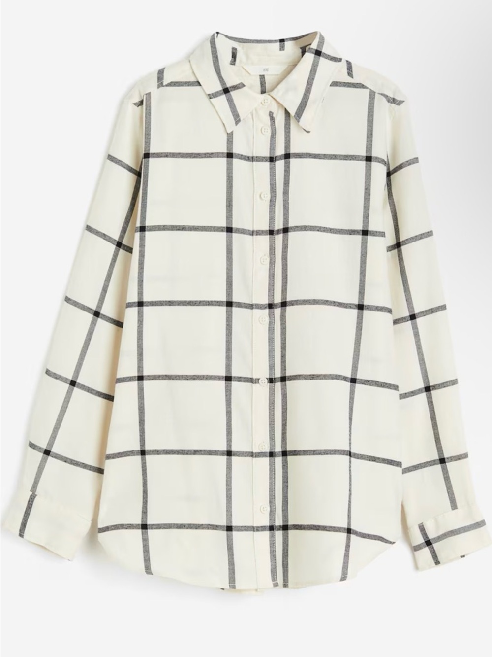 H&M Cream and Black Windowpane Button-Down Shirt